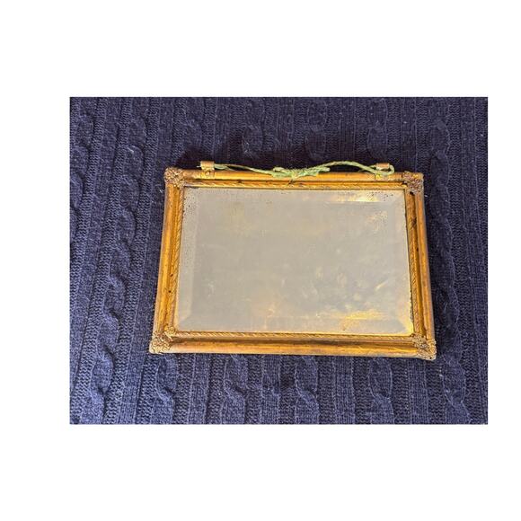 Vintage double-sided floral print & mirror wall frame gilt ornate 1940s–60s - Picture 4 of 4